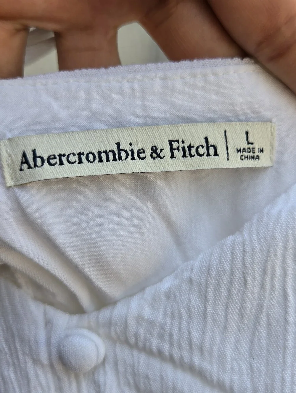 Abercrombie & Fitch White Crinkle Maxi Dress L Cottagecore Boho Coastal High-Low